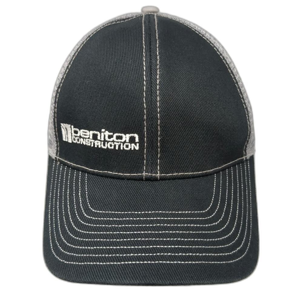 Beniton Construction Baseball Cap Black One Size Mesh Back Trucker Hat Workwear
